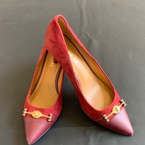 Coach Burgundy Heels with Gold Accents